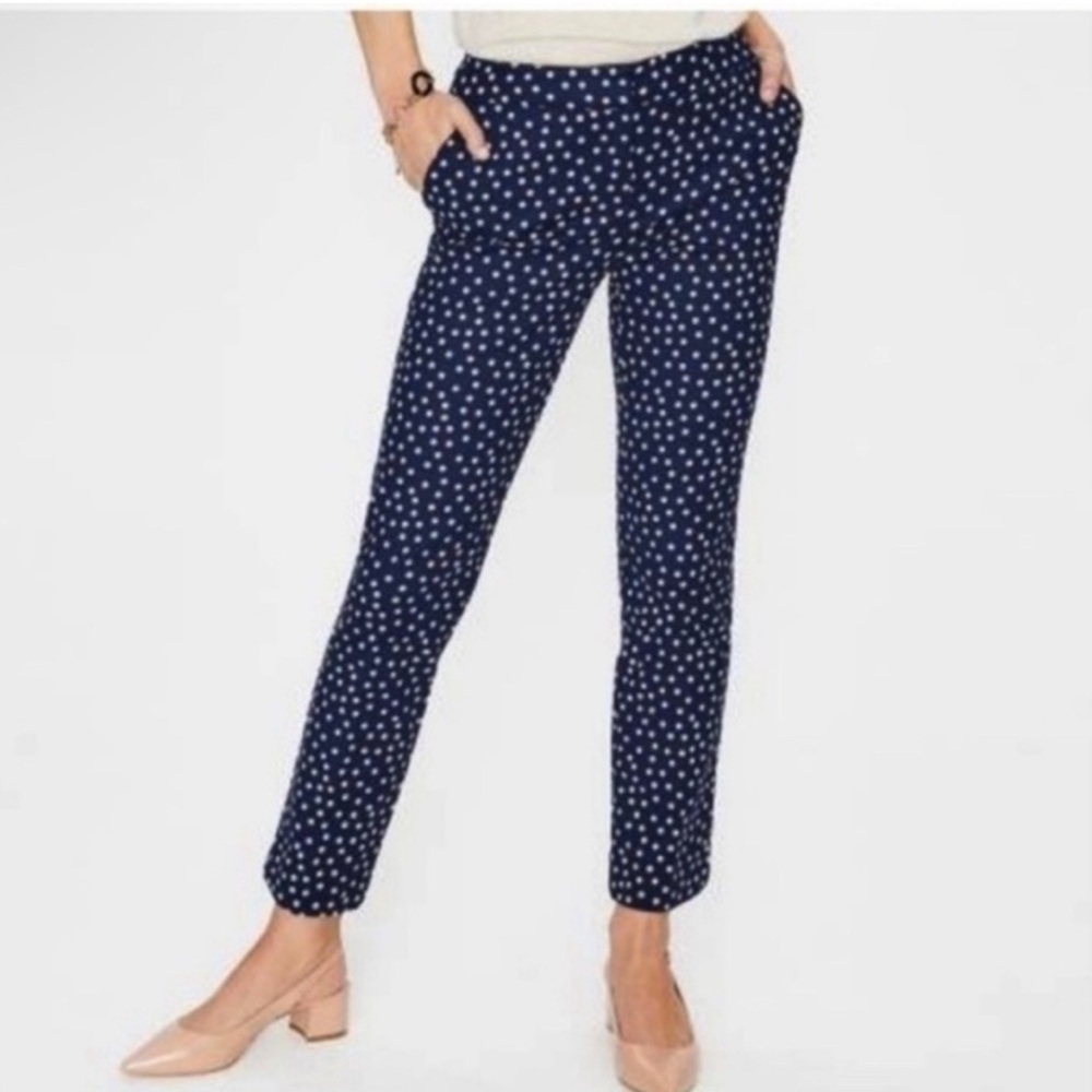 Boden Navy Blue Polka Dot Cropped Pants